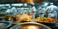 Professional Chefs Working in a Busy Restaurant Kitchen. Resplendent. Royalty Free Stock Photo