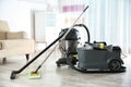 Professional cleaning equipment on floor indoors