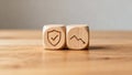 Margin of Safety Concept with Wooden Dice Showing Shield Icon and Declining Graph Royalty Free Stock Photo