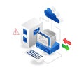 Professional cloud server analysis in flat isometric illustration design Royalty Free Stock Photo