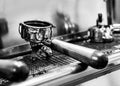 Professional coffee machine making espresso in a cafe Royalty Free Stock Photo
