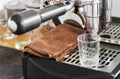 Professional coffee machine making espresso in a cafe Royalty Free Stock Photo