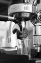 Professional coffee machine making espresso in a cafe Royalty Free Stock Photo