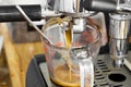Professional coffee machine making espresso in a cafe Royalty Free Stock Photo