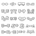 Network Data Integration and Cloud Computing Security Line Icon Set Vector Royalty Free Stock Photo