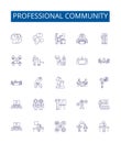 Professional community line icons signs set. Design collection of Professional, Community, Network, Association, Group