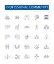 Professional community line icons signs set. Design collection of Professional, Community, Network, Association, Group