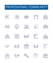 Professional community line icons signs set. Design collection of Professional, Community, Network, Association, Group