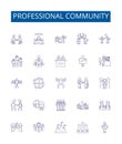 Professional community line icons signs set. Design collection of Professional, Community, Network, Association, Group