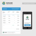 Professional company invoice design with blue theme and also smart phone app design