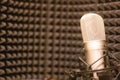 Condenser Microphone and Sound Proof Wall Royalty Free Stock Photo