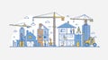 Professional Construction Thin Line Icons Set for Builders and Contractors Royalty Free Stock Photo