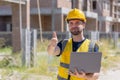 Professional construction worker engineer male. Real estate house project builder. Smart architect man standing work in Royalty Free Stock Photo