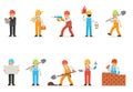 Professional construction workers or builders vector