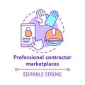 Professional contractor marketplaces concept icon. Construction industry, repair service idea thin line illustration
