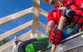 Professional Contractor Worker with Large Hammer in His Hands Royalty Free Stock Photo