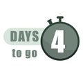 Professional countdown timer illustration. Significant number four 4. 4 days to go. Professional green Vector timepiece. Royalty Free Stock Photo