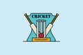 Professional Cricket Match Tournament badge logo design. Sport object icon concept. Cricket logo template design. Royalty Free Stock Photo