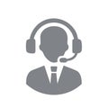 Professional customer support agent icon with headset and tie representing helpdesk communication Royalty Free Stock Photo