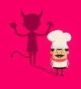 Professional Cute Chef - Devil person Standing with Fake Smile Royalty Free Stock Photo