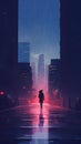 Cyberpunk wallpaper of man silhouette in the city