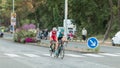 Professional cycling peloton during a night race Royalty Free Stock Photo