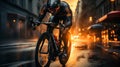 Professional cyclist on a bicycle race. Active life and fast driving.