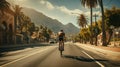 Professional cyclist on a bicycle race. Active life and fast driving.