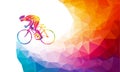 Professional cyclist involved in a bike race. Polygonal low poly Royalty Free Stock Photo