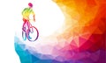 Professional cyclist involved in a bike race. Polygonal low poly Royalty Free Stock Photo