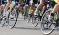 Professional cyclists engaged in a road race Royalty Free Stock Photo
