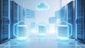 Futuristic Data Centre with Secure Database Encryption and Cloud Protection Royalty Free Stock Photo