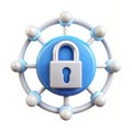 3D Network Security Icon Isolated on White Background Royalty Free Stock Photo