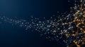 Big Data Neural Grid with Neural Wave Connectivity, Glowing Golden Nodes and Abstract Minimalist Negative Space. Royalty Free Stock Photo