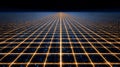 Big Data Neural Grid with Golden Infinity Data Horizon, High-Density Perspective Mesh and Glowing AI Nodes. Royalty Free Stock Photo