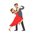 Professional dancer couple dancing tango colorful character vector Illustration Royalty Free Stock Photo
