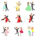 Professional Dancer Couple Dancing Tango, Waltz And Other Dances On Dancing Contest Dancefloor Collection Royalty Free Stock Photo