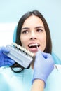 Dentist curing a female patient in the stomatology. Treatment concept. Royalty Free Stock Photo