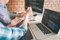 Professional Developer programmer cooperation meeting and brainstorming and programming in website working a software outsourcing Royalty Free Stock Photo