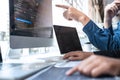 Professional Developer programmer cooperation meeting and brainstorming and programming in website working a software outsourcing Royalty Free Stock Photo