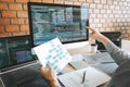 Professional Developer programmer working a software website design and coding technology, writing codes and database in company Royalty Free Stock Photo