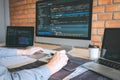 Professional Developer programmer working a software website design and coding technology, writing codes and database in company Royalty Free Stock Photo