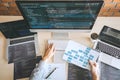 Professional Developer programmer working a software website design and coding technology, writing codes and database in company