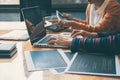 Professional Development programmer cooperating meeting and brainstorming and programming website working in a software and Royalty Free Stock Photo