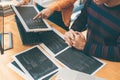 Professional Development programmer cooperating meeting and brainstorming and programming website working in a software and coding Royalty Free Stock Photo