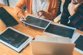 Professional Development programmer cooperating meeting and brainstorming and programming website working in a software and Royalty Free Stock Photo
