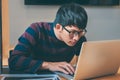 Professional Development programmer working in programming website a software and coding technology, writing codes and data code, Royalty Free Stock Photo