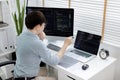 Professional development programmers are laying out a structure or draft on paper in preparation Royalty Free Stock Photo