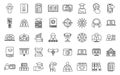 Professional development of teachers icons set outline vector. Webinar laptop