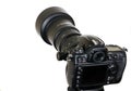 Professional digital camera isolated on white background Royalty Free Stock Photo